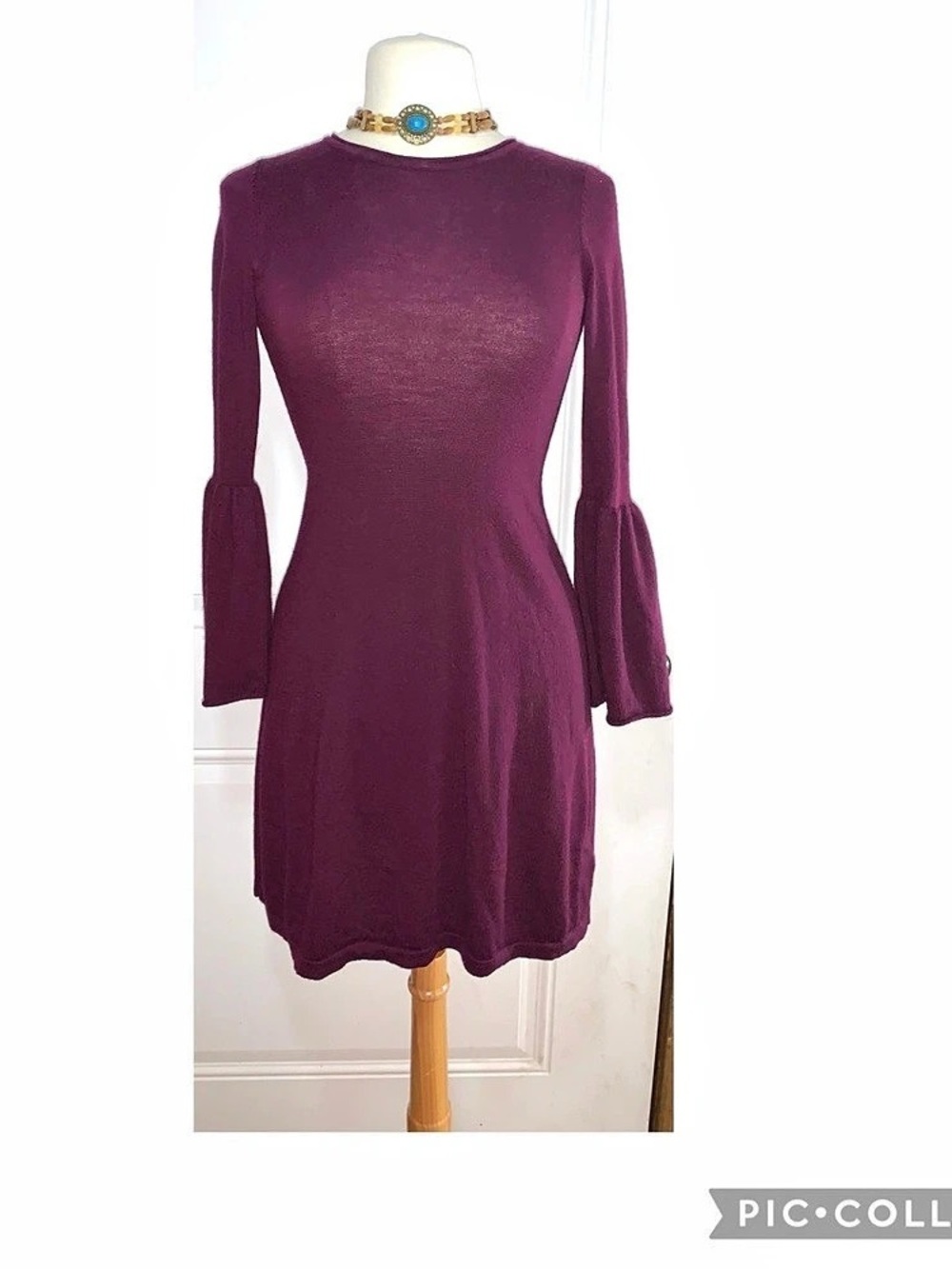 Cynthia Rawlings 100% Merino wool long sleeve midi dress women’s XS